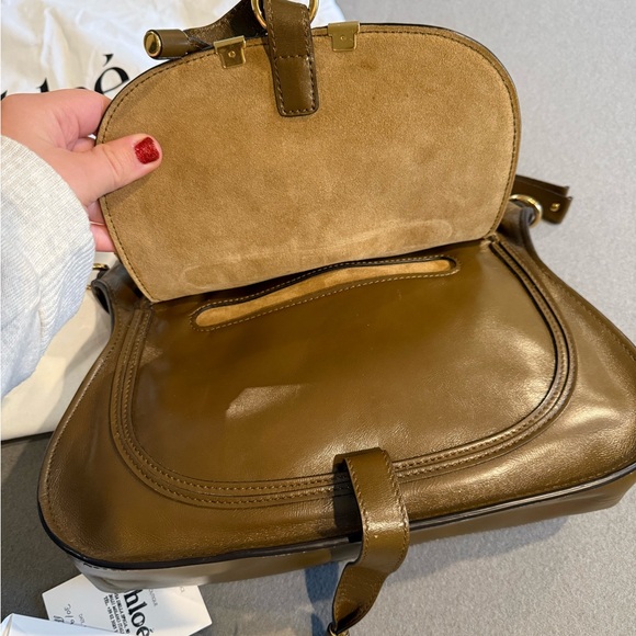 NWT Chloé Small Marcie Double Carry Bag in Dark Khaki - Picture 10 of 11